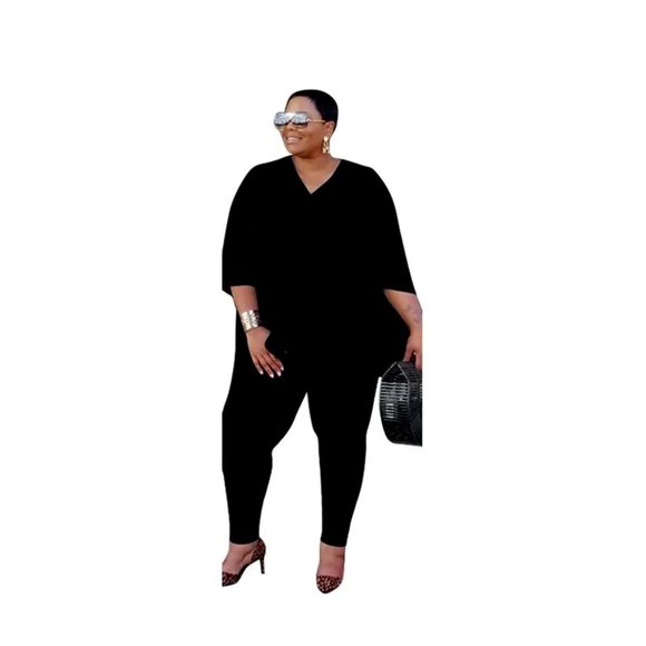 Women Plus Size Loose Solid Color Two Piece Set - Picture 3 of 13